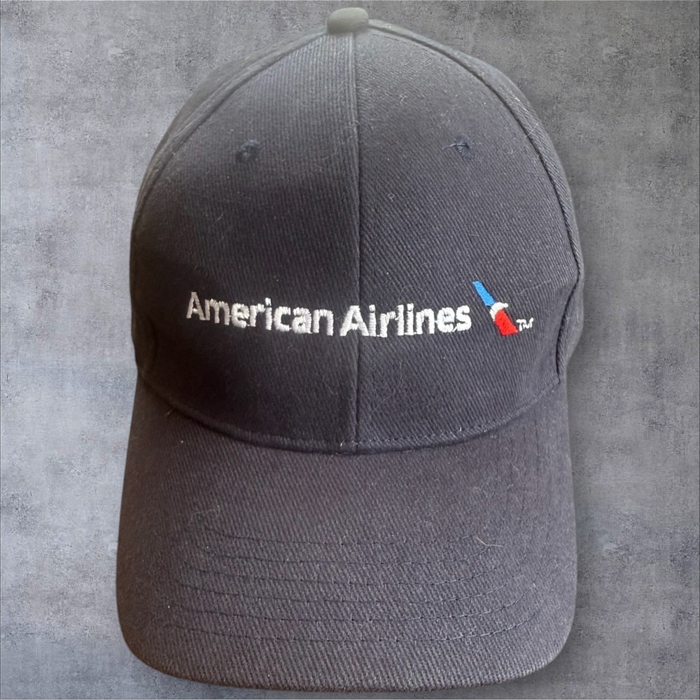 American Airlines Hat Navy Blue Embroidered Logo Cotton Adjustable Flight Symbol